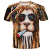 Camisetas masculinas frias friamente friamente leão 3d animal estampado camiseta infantil tee homem personalidade respirável verão menino casual menina de manga curta roupas de manga curta