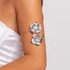 Brazalete de moda con diseño estético de flores para la parte superior del brazo, pulsera Punk con apertura ajustable, pulseras para mujer, joyería