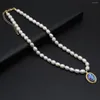 Pendant Necklaces 6-7mm Natural Pearl Beads Necklace Rice Shape Freshwater For Women Jewerly Party Gift Length 37cm