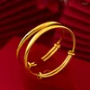 Bangle Gold Plated Smooth Push Pull Bracelet Country Tide Wind Classic Walk Vietnam Sargent Naked Wedding Woman