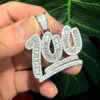 Catene hip hop ghiacciate bling zirconia cubica piena pavimentata cz 100 lettere collana a sospensione per uomo donna donna cubana a catena gioiello all'ingrosso