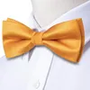 Bow Ties Hi-Tie 10 PCS SILK MENS TIE HANKY CUFFLINKS SET Classic Solid Pré-lié Bowl