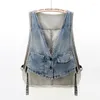 Giubbotti da donna femminile in denim vintage giacca sciolta streetwear 2023 Summer sottili da donna senza maniche