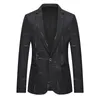 Costumes pour hommes Blazers de haute qualité Style coréen Long imprimé rayé veste mince mode court costume d'affaires décontracté manteaux homme goutte 230823