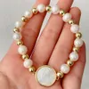 Bracelet 5pcs arrivée délicate coquille vierge marie élastique perle d'eau douce bracelet perlé bijoux de fête pour les femmes 230824