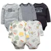 Rompers född baby bodysuits Långärmflicka Jumpsuit 2023 unisex 5 Pack Cotton Boy Clothoon Infantil Clothing 230823