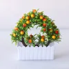 装飾的な花人工果実の木の装飾植物盆栽小さな鉢植えのプラスチックフラワーフォーチュンオレンジクンカット