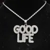 Pendant Necklaces Men Women Hip Hop Good Life Necklace 13mm Cuban Chain Hiphop Iced Out Bling Letters Charm Statement Jewelry 230613