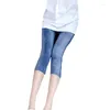 Leggings Femmes LJCUIYAO Imprimé Femmes Capri Entraînement Legging Femme Élastique Mi-mollet Fitness Denim Bleu Ciel Gris Vêtements