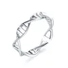 Cluster Rings Fashion DNA Chemistry Molecule Open For Women Men Simple Style Rose Silver Color Finger Jewelry Party Gifts