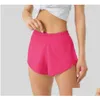 Yoga Outfit Lu-16 Summer Track That 2,5 pouces Ty Shorts Lâche Respirant Séchage rapide Sports Pantalons Femmes Jupe Polyvalente Casual Side Dhcd1