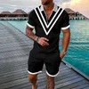 Herrespår 2023 Summer Casual Suit For Men 3D Zipper Kort ärmskjorta Shorts 2 -stycken Set Sweatpants Hoodies Kläder Tracksuit 3xl