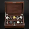 Watch Boxes 10 Slots Wood Case Storage Box Solid Organizer Wooden With Lock Holder For Men Fashion Collection