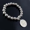 Brins de perles élastiques de sororité grecque, breloque en acier inoxydable 316L, bijoux pour femmes Beaded2669