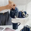 Tasses Lumière De Luxe Étoile Lune Thème Chine Os Tasse En Céramique Théière Ensemble De Haute Qualité Café Bord Doré Cadeau Paquet 230824