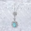 Chains Pirmiana 3.07ct Lab Gegroeide Paraiba Sapphire Necklace S925 Silver Engagement Women