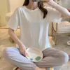 Women's Sleepwear Female 2PCS Pajamas Set Sexy White Shirt&Pant Cotton Pyjamas Suit Nightwear 2023 Summer Solid Home Clothes