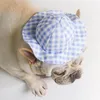 개가 여름 여름 쿨 모자 po 장식 애완 동물 작은 노란색 귀여운 패션 격자 무늬 테디 선 스크린 용품