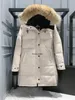 Canadian Winter Outdoor Women's Mid Length Long Sleeved Hooded Cold and Windproof Warm Down Coat Jacket Coat 90% Goose Down Size S-xxl