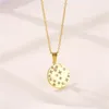 Pendentif Colliers Bijoux de mode Titane Acier Collier rond 18K Plaqué or pour femmes Cadeaux de fête d'anniversaire TGN036