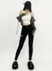 Frauen Jeans Tvvovvin sexy hohe Taille Perforiert für Frauen Schlanke elastische Hüftlift kleine Füße Hose Wickelte Hüften Bleistift Ukn0