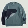 Herrtröjor Hip Hop Sticked Harajuku Cartoon Whale Print Jumper Fashion Overized Casual Loose Pullover Unisex Outwear