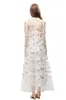 Runway-Kleid für Damen, Rüschenkragen, lange Ärmel, Stickerei, geschichtet, elegant, modisch, lässig, Party-Abschlussballkleid