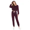 Sweats à capuche pour femmes Femmes Casual Mode Ensembles Overize Solide Chaud O-cou Sweat-shirt Pantalon Deux Pièces Ensemble À Lacets À Manches Longues Pulls 2023