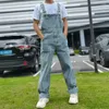 Mäns jeans mode overall byxor män avslappnad rak löst baggy denim byxor streetwear hiphop harem hängslen kläder