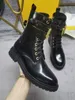 Designer Platform Boot Patent Boots Women Real Leather Non-Slip Mid Chunky Heel Fashion äkta Booties 0822