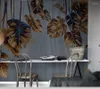 壁紙要約植物葉ヴィンテージ3D壁紙リビングルームテレビソファ壁寝室の紙家庭装飾レストランバー壁画