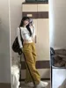 Dames T-shirts GM4435 Autumn 2023 Niche Gedrukte Slim Fitting Lange mouwen T-shirt Striped Drawing String Sports Casual broek set