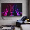 Paintings Game Chess Neon Art Printing Canvas Painting and Modern Luxury Chess Posters Murals Living Room Fashion Home Decoration Gift 230823