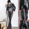 Whole- Male Black Faux Leather Pants Motorcycle Biker Ridding PU Trousers For Men Fashion Slim Fit Pencil Pant2137