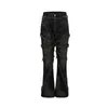 Mäns jeans trasiga denim streetwear byxor för män nödställda Tassel Flare Pants R69 230824