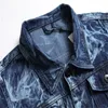 Men's Jackets Large Size Mens Loose Denim Jacket Autumn Winter Irregular Tie-dye Trend Male Coats Long Sleeve Cardigan Tops