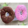 Dog Toys Tuggar Donut Plush Squeaky Toy 3 Designs Valfritt Drop Delivery Home Garden Pet Supplies Dh5cm