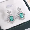 Stud Earrings Beautiful 925 Sterling Silver For Women Stylish Green Blue Zircon Sparkle Jewelry Women's Party