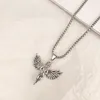 Chaînes Collares Forte Personnalité Hip Hop Street Steel Wing Angel Collier Restauration des Manières Antiques Cupidon Pendentif Accessoires