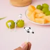 Gafflar mini söt panda tecknad frukt stick klass plast gaffel tandpetare lunch sallad barn snacks dessert dekoration