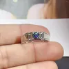 Anelli a cluster Man Ring Anello scintillante Moissanite blu Real 925 Silver 1ct Gem Birthday Gift Shiny meglio di Diamond Strong Power