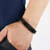 Bangle JessingShow Vintage Brown Leather Armband Men Eloy Magnetic Clasp Goth Wristband Manliga smycken Halloween Julgåva