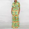 Women's Two Piece Pants Fashionable And Aexy V-neck Floral Short Sleeved Long Skirt Two-piece Set Summer Dual Purpose