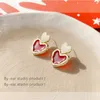 Stud Trendy Sweet Bury Enamel Heart Earrings for Women Girl Gold Color Metal Love Hanging Dangle Vintage Jewelry 230823