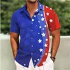 Men's Dress Shirts Shirt Independence Day Flag Print Polo Collar Short Sleeve Outdoor Street Fashion Designer Casual Soft