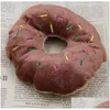 Dog Toys Tuggar Donut Plush Squeaky Toy 3 Designs Valfritt Drop Delivery Home Garden Pet Supplies Dh5cm