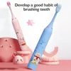 Toothbrush Children Sonic Electric Toothbrush Cartoon Pattern for Kids with Replace The Tooth Brush Head Ultrasonic Toothbrush Soft Nozzles 230824