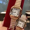 Moda número romano quadrado quartzo aço inoxidável 316L relógio mulheres homens clássico estilo popular designer de negócios vestido presente relógio de pulso pulseira genuína 35mm 40mm