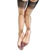 Frauen Socken zurück-Naht lange Strümpfe Nylon Nichtelastischer Oberschenkel High 5d Ultra dünne transparente Medien sexy Party Hosiery2034