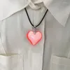 Pendentif Colliers Unique Cristal Coeur Collier Mode Doux Cool Clavicule Chaîne Cire Corde Verre Collier Bijoux Cadeau Femme 57BD